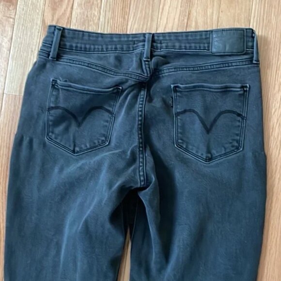 Levi's Jeans Womens 12 Gray Charcoal Mid Rise Skinny Western Barn Minimalist - Picture 10 of 12
